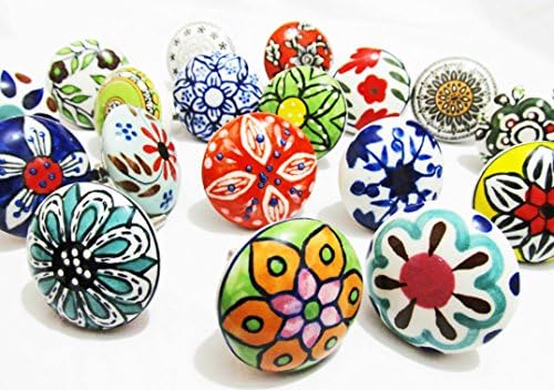 Set of Mix Vintage Finish Ceramic Knobs Cupboard Cabinet Pull Handle by 'IvoryBlu777' (Set of 12 Knobs)