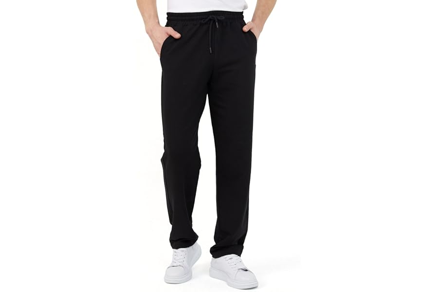 COMEOR Men's Thin Lightweight Breathable Cotton Straight Leg Jogging Pants, Long Sweatpants, Men's Jogger Training Trousers, Relaxing Tracksuit Bottoms