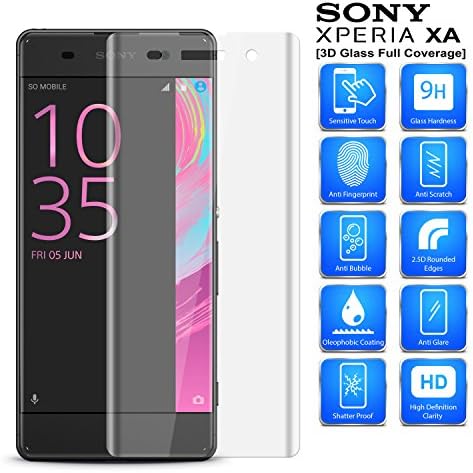 For Sony Xperia XA - 3D CURVED Full Edge to Edge Coverage Anti Scratch Tempered Glass Screen Protector (Transparent / Clear)