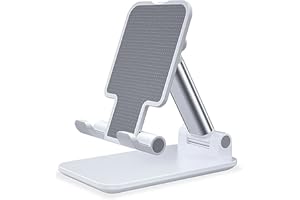 APOKIN Soporte Móvil, Soporte Tablet Mesa Plegable Atril Movil Mesa Multiángulo Soporte Smartphone Compatible con iPhone 13/13 Pro/12, Xiaomi Redmi Note 11/10/9 Pro, Galaxy S21/Note 20/A12(Blanco)