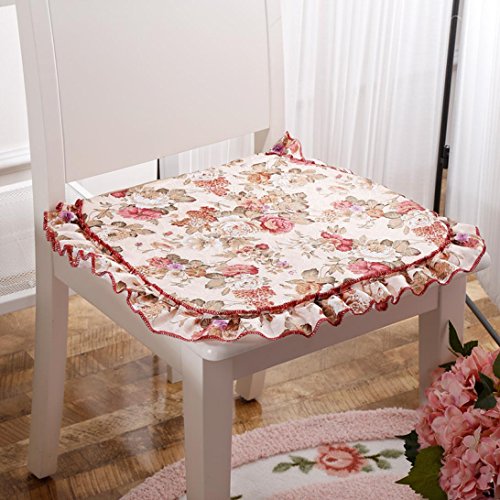 BZLine® Weiche Home Office Baumwolle pastorale Blumen Sitz Stuhlkissen Sitzkissen, 40 x 40 cm (Rot)