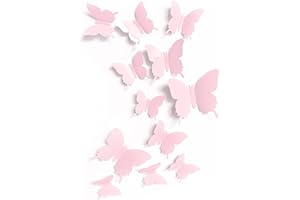 PARENCY EU Cute Pink Butterfly Wall Decor 24 pcs, Girls Room Wall Decals, Danish Pastel Aesthetic Butterflies Stickers for Nursery Decorations, Baby Toddler Room Decor for Girls Pink