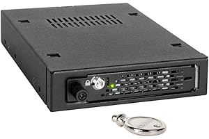 Icy Dock Rack Mobile, boîtier de Rack Amovible métallique pour SSD Or HDD 2.5” SATA/SAS dans 1 Baie de 3.5" avec clé de Verrouillage & vis moletée Anti-Vibration - ToughArmor EX MB491SKL-B