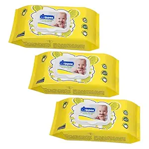 Wippee 80N with Lid Baby Wipes with Almond Oil (White) - Pack of 3