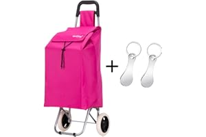 ATX LUGGAGE EST. 1991 Premium 59Ltr Foldable Shopping Trolley with 2Pcs Stainless Steel Trolley Token, Hard Wearing & Lightweight Trendy Collapsible Push/Pull Cart for Easy Storage with 1 Year Guarantee (Pink)