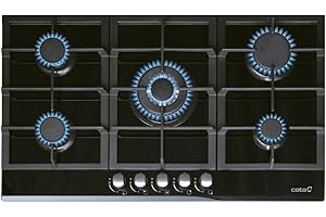 CATA LCI 9041 BK Piano cottura a gas 5 fuochi in ghisa accensione elettronica valvole di sicurezza predisposto per gas naturale potenza 11kW colore nero 87 cm