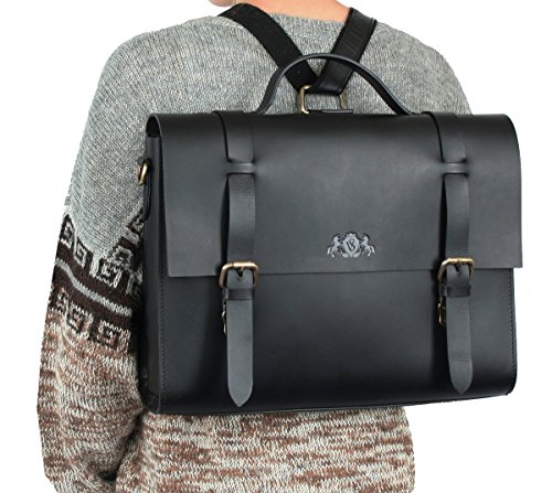 Scotch & Vain Aktentasche BOSTON DUO – Rucksack groß fit für 15.4″ mit Extra-Abtrennung- Laptoptasche festes Material – echt Sattelleder hellbraun-cognac - 9