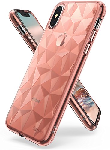 Funda Apple iPhone X Ringke  AIR PRISM  TPU con Dise  o 3D Texturizado de Genial Elegante con Patr  n de Diamante Flexible Como Una Joya para Apple iPhone X - Rosa Rose Gold Crystal