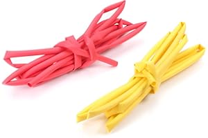 Othmro Lot de 2 gaines thermorétractables industriels en plastique PE de 1,4 m de long et 0,4 cm de diamètre intérieur 2:1, gaine de câble thermorétractables pour collage de câble, jaune et rouge