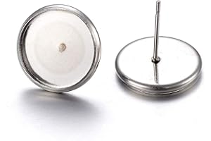Craftdady 100Pcs Stainless Steel Stud Earring Cabochon Setting Post Cup Bezel Tray Earring Blanks Fit for 12mm