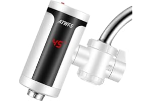 ATWFS Calentador de agua instantáneo para grifo, 220 V, rápido calentador de agua eléctrico gracias a su potente indicador digital de temperatura (sin depósito de agua)