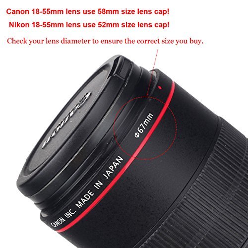 55mm Lot de 3 bouchons Cache-objectif avec dragonne pour appareil photo Canon  Nikon  Sony et autres cam  ras DSLR   chiffon de nettoyage pr  mium en microfibre