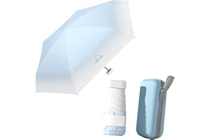 Foeska Mini Umbrella Gradient Color, Pocket Umbrella with 6 Ribs, UV Protection Small Umbrella, 15 cm Long, Lightweight and Compact, Windproof Umbrella with Capsule Lid, Unisex Travel Umbrella