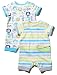 M&Co Baby Boy Short Sleeve Contrast Trim Envelope Neck Crocodile Print Rompersuits Two Pack White Newborn