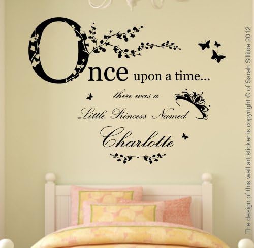 Once Upon a Time Personalised Name, Vinyl Wall Art Sticker Decal Mural, 100cmBedroom, Playroom, Nursery, Kids: Black