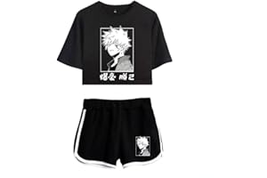 LKY STAR My Hero Academia T-Shirts et Shorts Set Anime MHA Cosplay Deku Shoto Haut Court et Shorts 2pcs pour Femme Fille