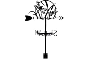 SUPERDANT Libellule Lune Girouette De Jardin Exterieur en Fer Forgé Girouettes Indicateur De Direction du Vent pour La Deco Jardin Exterieur