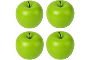 AKORD 4 pcs Artificial Green Apples – Realistic Plastic Fake Fruit Decoration for Home, Kitchen, Parties and Displays