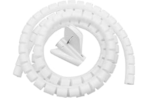 DUISOAD FUJIE 28mm x 2m Organizador de Cables en Espiral con Abrazadera Cuttable Manguera de Cable Manguera Espiral Flexible para Sala de Estar u Oficina, Blanco