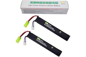 BLLRC 2PCS 3S 11.1V 2000mAh 25C Batería de Litio con Conector Mini Odamiya para M4 Crane Stock M110 SR25 AK47 MP5K MP5 Scar M249 M240B M60 G36 M14 RPK PKM L85 AUG G3 Rifle de Airsoft eléctrico de Juguete