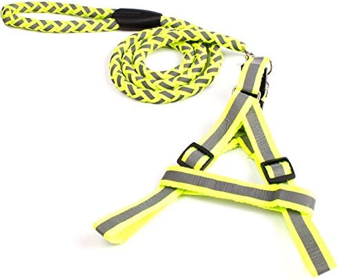 dog harness Vest Reflective leads Matching Collar yellow S