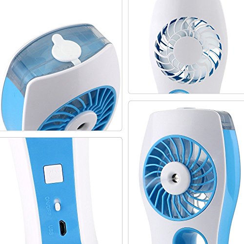 Mini USB Ventilator, Vitutech Ventilator Luftbefeuchter Mini Standventilator mit Kühlung /USB wiederaufladbare Ventilator ini Ventilator für Reisen und Heiße Sommeraußen (Blau) - 2