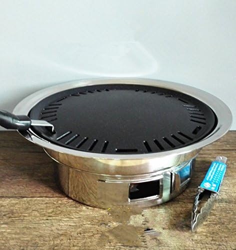 BBQ outdoor charcoal grill Carbon Montan Round Marble Stone embedded in the desktop Camping travel portable