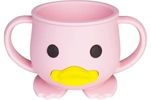 nohlerlife Tazza per bambini, Sippy Cup in silicone, 200 ml Tazza con cannuccia senza BPA, per microonde e lavastoviglie, 6 mesi, stoviglie in silicone per bambini (Rosa)