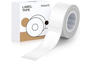 Makeid Nastro per etichette compatibile con Makeid 12mm x 35mm Autoadesivo resistente al calore in sostituzione di Makeid L1 / Q1 / E1 Lacuna bianca