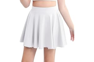 Pretty Fashion Girls Skater Skirt Kids High Waisted Stretchy Plain Flared Skirt for Girls Flippy Full Circle Skirt for School Ages 5-13 Years