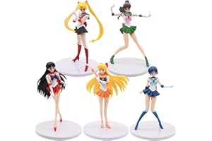 IQEPXTGO Sailor Moon Figure Popolare Anime Model Action Statua PVC Doll Collectibles Giocattoli Decorazione della Scrivania Ornamenti Collezione Raccolta Toy 5pcs
