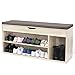 Produktbild HOMFA Schuhschrank mit Sitzkissen Schuhbank Schuhtruhe Sitzkommode Schuhregal Schuhbank Schuhablage Sitzbank mit Stauraum für Flur Diele Verbindungsgang Braun 103.5*29.5*48cm