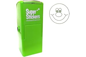 SuperStickers Smiley Face Pre-Inked Stamper in Green, 28mm