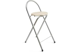 THE SECRET HOME - Pack de 1,2,4 y 6 Taburetes Plegables con Respaldo - Sillas Plegable de Metal y Madera - Alto. 80 cm x Ancho. 40 cm (1, Madera Clara/Plateado, Alto. 80 cm x Ancho. 40 cm)