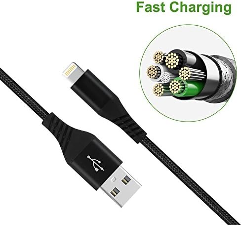 Lightning Cable,5ft/1.5M Nylon Braided Charging Cable Cord Lightning to USB Cable Charger Support iPhone 8/8Plus/X 7/7 Plus/6/6s/6 plus/6s plus/5s/5c, iPad, iPod and More