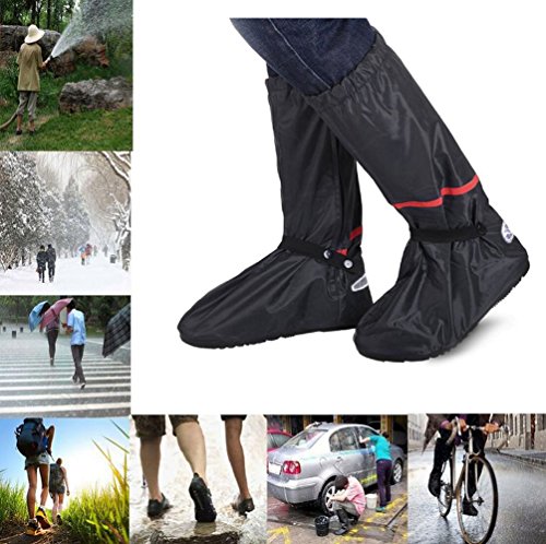 Regenüberschuhe Wasserdicht Schuh (1Paar), Aissy Unisex Wasserdicht Überschuhe, rutschfester Schuhüberzieher, Optimal vor Regen, Schnee und Matsch geschützt,Vier Größe in der Wahl, Schwarz - 4