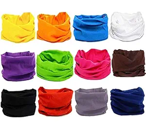 VT VIRTUE TRADERS Unisex Lycra Headwear Headband Head Wrap UV Resistance Sports Bandana Magic Scarf Face Mask (Assorted colour, Pack of 10 Pieces)