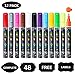 Produktbild Kreidemarker mit 48 Tafelaufkleber, 12 Farben Flüssige Kreide Abwischbar Whiteboard Marker kreidestift mit Reversible Rundspitze 6mm für Glas Kreidetafel Handwerk