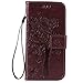 Produktbild pinlu PU Ledertasche Etui Schutz Hülle für Samsung Galaxy S6 Edge Plus Katze Baum Muster Design Lederhülle im Bookstyle Schale Flip Cover mit Kartenfach und Standfunktion (Dunkelbraun)