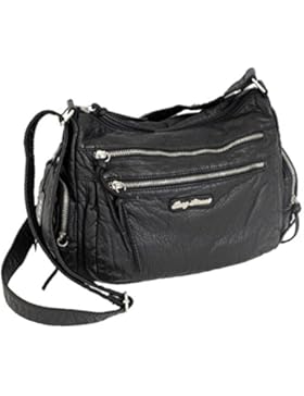 BAG STREET modische Tasche Damentasche Schultertasche Clutch Abendtasche Shopper Bag Schwarz Leder Optik- by Beauty-Butterfly24