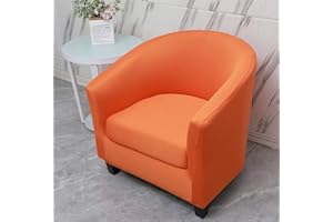 FANSU Solid color Tub Chair Cover for Armchairs, Plain Stretch Slipcover Dust Proof 2-Pieces Sofa Cover Removable Washable Furniture Protector Covers for Club Tub Chairs (Orange)