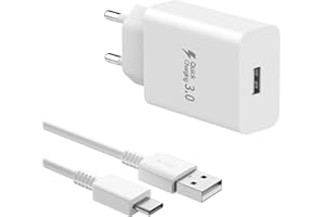 BERLS Chargeur Type C Charge Rapide Compatible avec Samsung Galaxy A17 A16 A15 A14 5G A56 A55 A54 A36 A35 A26 A25 Telephone Portable S25 S24 S23 S22 S21 Fe Adaptateur Secteur USB-C pour Xiaomi Google Pixel
