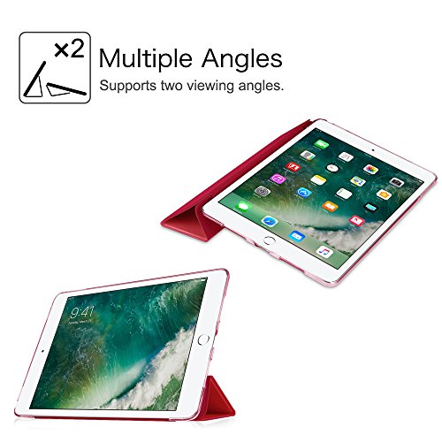 Fintie iPad 9.7 Zoll 2017 Hülle – Ultra Slim Superleicht Schutzhülle mit Lichtdurchlässig Rückseite Abdeckung Smart Cover Case Tasche mit Auto Schlaf / Wach und Standfunktion für Apple iPad 2017 Neue Modell, Rot - 7