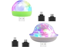 Mini bolas de discoteca AFUNTA-2 con luces USB C a USB y adaptadores micro USB, pequeñas bolas mágicas LED de colores para decoración de fiestas, teléfonos inteligentes compatibles