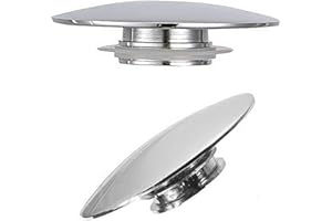 HOHOVYVY Lot de 2 bouchons de lavabo Up - 66 mm - Argent chromé - Bouton pression - Pour lavabo