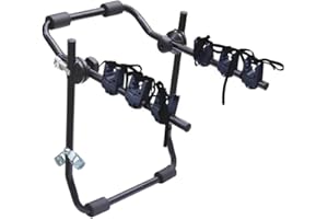 Susy Shop Porte-vélos arrière Universel pour Voiture capacité 3 vélos ou VTT 40 kg Pliable en Acier avec Bandes en Nylon et Crochets en Acier