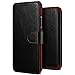 Produktbild iPhone X Hülle, VRS Design Leder Schutzhülle [Schwarz] Handgefertigt Leder Cover Prämie PU Ledertasche Etui Stoßsichere Lederhülle Brieftasche Case mit 3 Kartenfach - kabelloses Laden kompatibel [Layered Dandy] für iPhone X / iPhone 10 (2017)