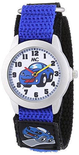 MC Timetrend Kinder-Armbanduhr mit Auto auf Zifferblatt und Textilband (blau) Analog Quarz 51317