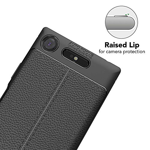 Sony Xperia XZ1 Cover Custodia Protezione di NALIA, Aspetto di Cuoio Ultra-Slim Case Protettiva Morbido Cellulare in Silicone, Bumper Copertura Sottile per Telefono Xperia-XZ1 Smartphone - Nero