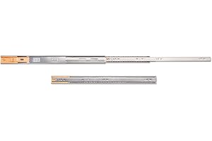 Emuca - Guías laterales para cajones con rodamiento de bolas 45mm x 550mm, pack de 1 juego de guías de extracción total con cierre suave